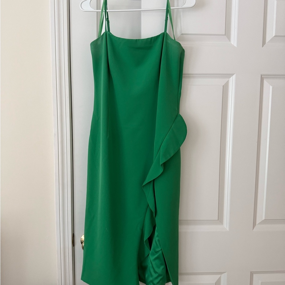 Bardot Asymmetrical Green Midi Dress